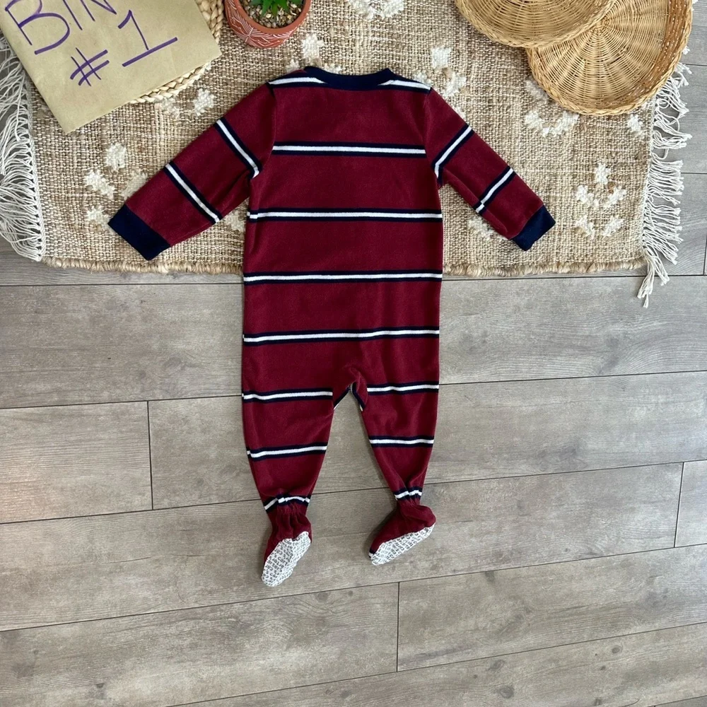 Carter's Toddler Boy Zip Footie Pajamas Sleeper Striped Fleece Tow Truck 18 M